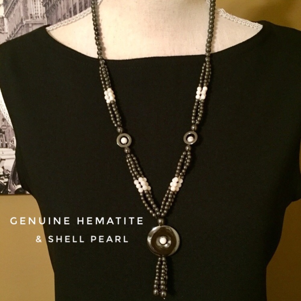 🛍Hematite and Shell Pearl Necklace